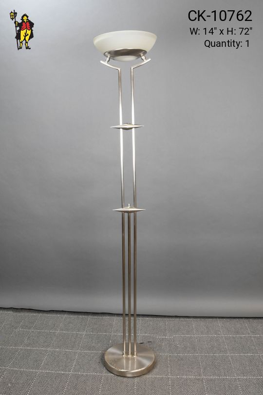 Polished Nickel Tall Modern Torchiere