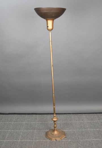 Brass Metal Shaded Round Torchiere