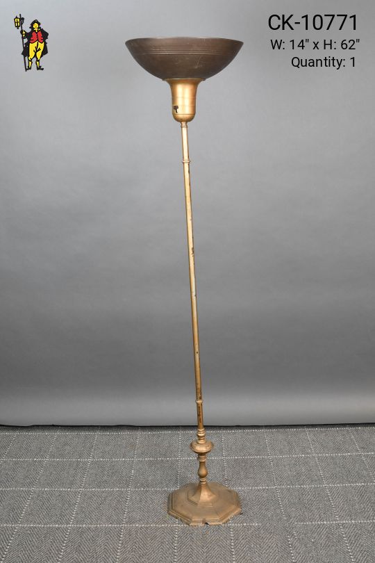 Brass Metal Shaded Round Torchiere