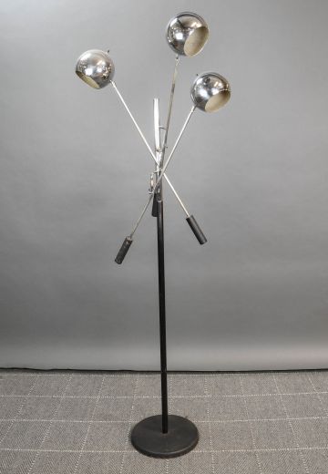 Mid Century Black & Nickel Three Light Floor Lamp