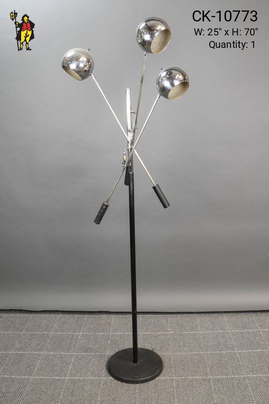 Mid Century Black & Nickel Three Light Floor Lamp