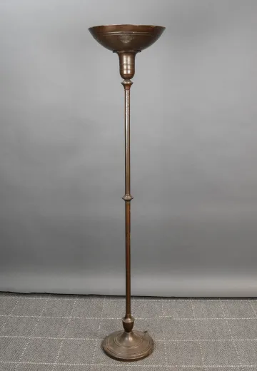 Bronze Metal Shaded Round Torchiere
