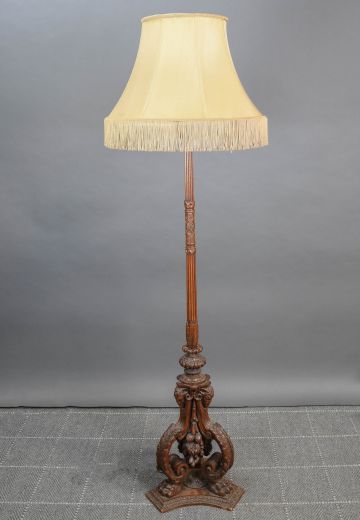 Footed Wooden Floor Lamp