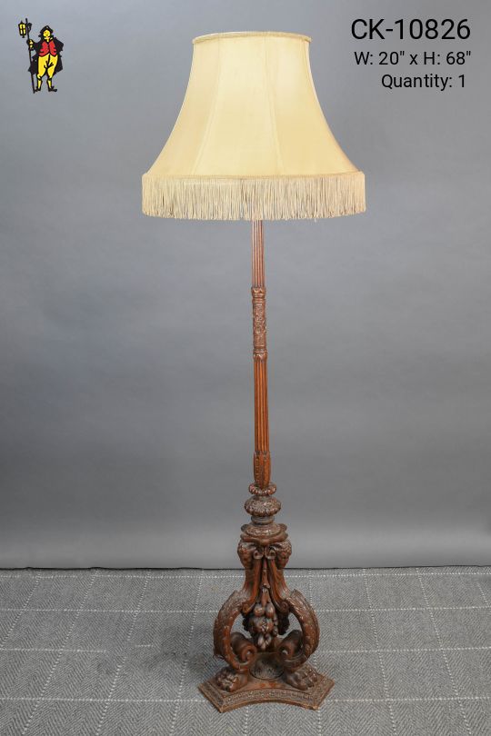 Footed Wooden Floor Lamp