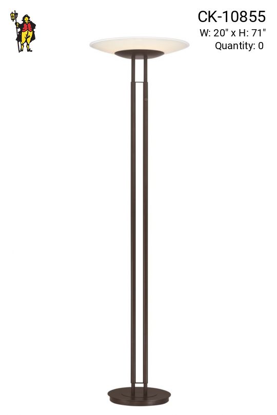 *LED* Modern Bronze Torcheiere w/Glass Shade