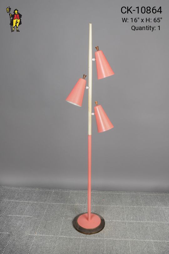 Pink Three Light Mid Century Floor Lamp