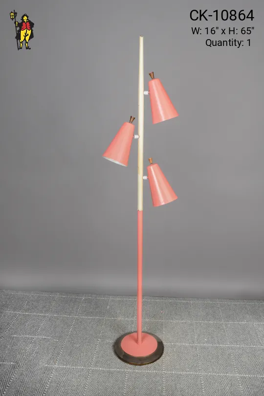 Pink Three Light Mid Century Floor Lamp