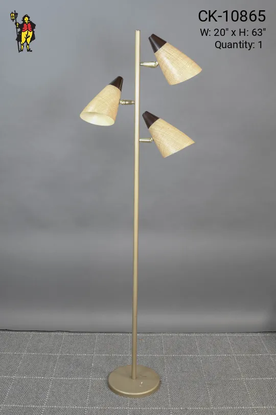 Three Light Parchment Style Shaded Floor Lamp