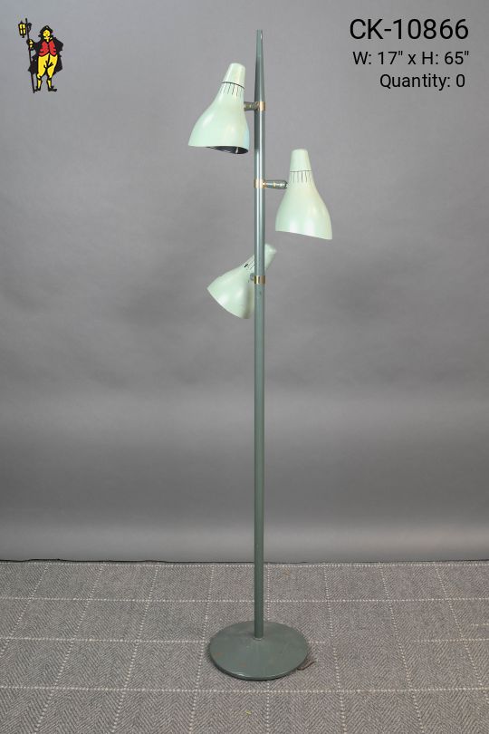 Painted Green Mid Cetury Three Light Floor Lamp