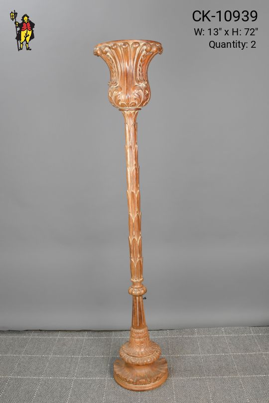 Wooden Standing Wall Torchiere
