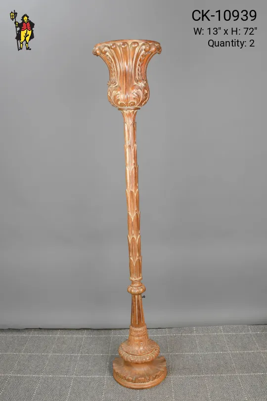 Wooden Standing Wall Torchiere