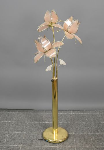 Pink Glass Floral Floor Lamp