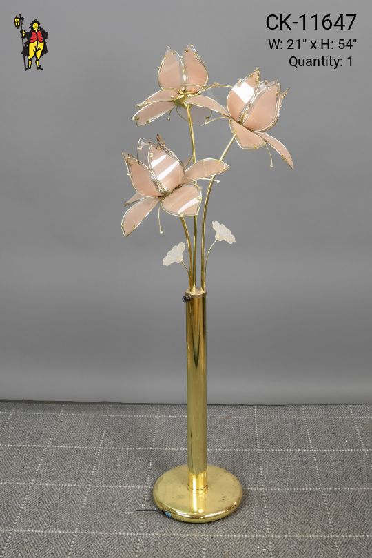 Pink Glass Floral Floor Lamp