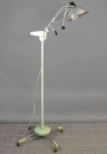 Green Rolling Vintage Medical Floor Lamp