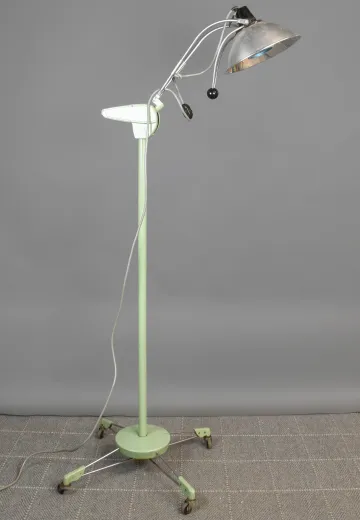 Green Rolling Vintage Medical Floor Lamp