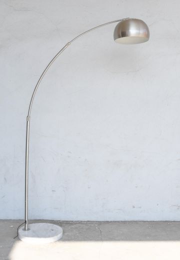 Modern Nickel Arc Floor Lamp w/Marble Base