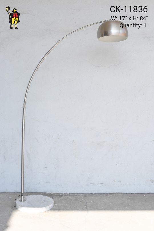 Modern Nickel Arc Floor Lamp w/Marble Base