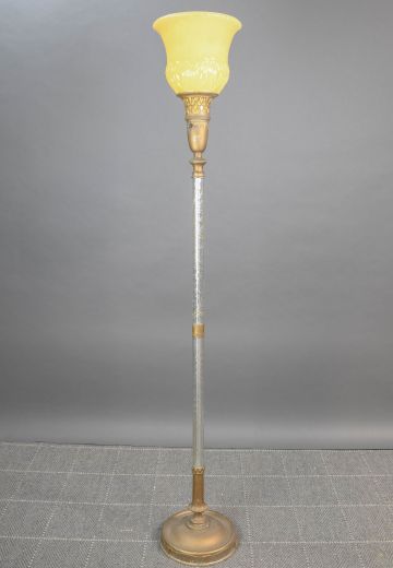 Mid Century Crystal & Brass Torchiere