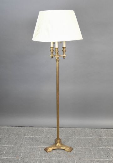 Three Candle Traditional Brass Floor Lamp