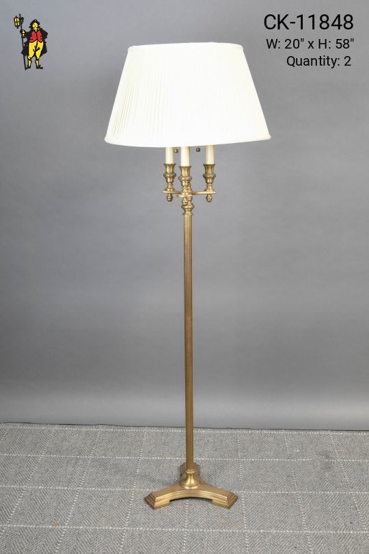 Three Candle Traditional Brass Floor Lamp