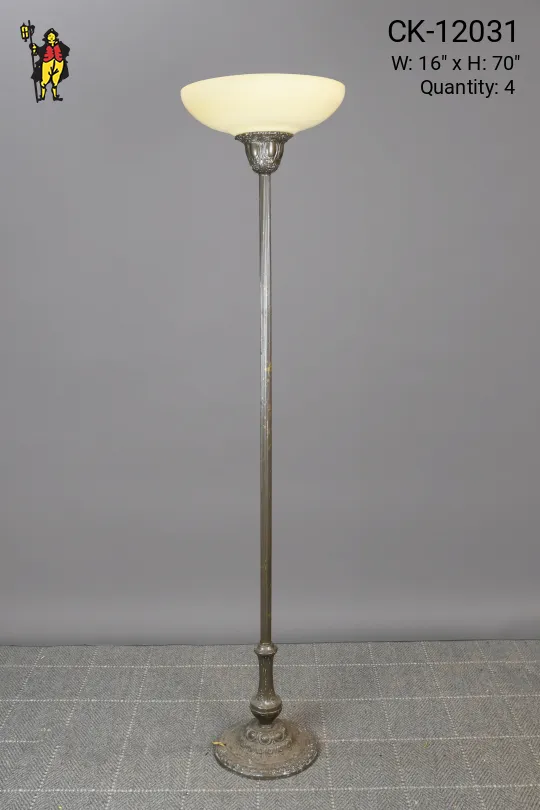 Old Gothic Glass Shaded Torchiere