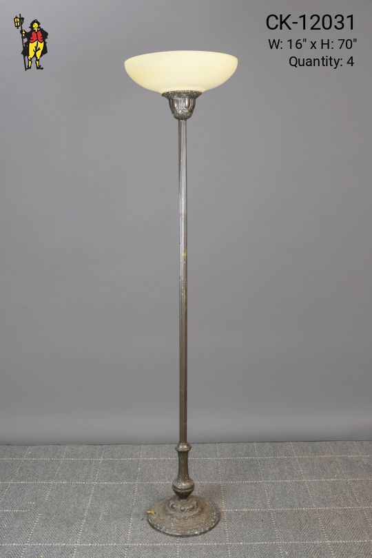 Old Gothic Glass Shaded Torchiere