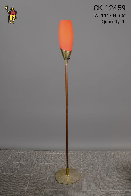 Mid Century Red Glass Shaded Torchiere