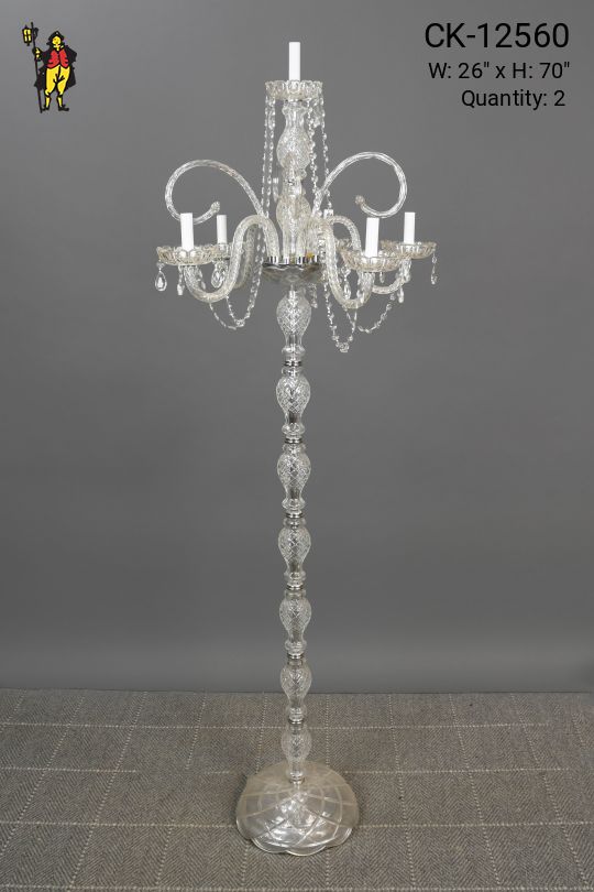 Six Light Crystal Candelabra