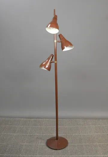 Mid Century Three Light Brown Floor Lamp