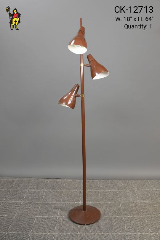 Mid Century Three Light Brown Floor Lamp