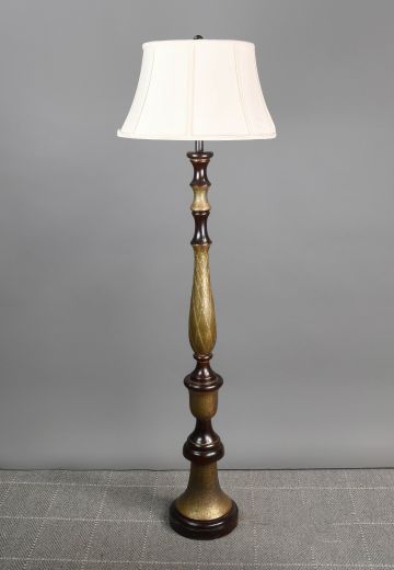 Wooden Traditional Floor Lamp w/Painted Gold Accents