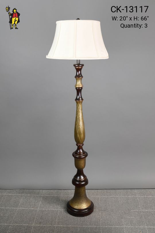 Wooden Traditional Floor Lamp w/Painted Gold Accents