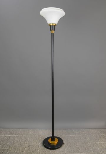 Black & Brass Modern Torchiere