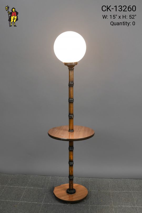Wooden "Tiki" Floor Lamp w/Built-In Table