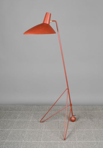 Red Metal Shaded Reading Floor Lamp