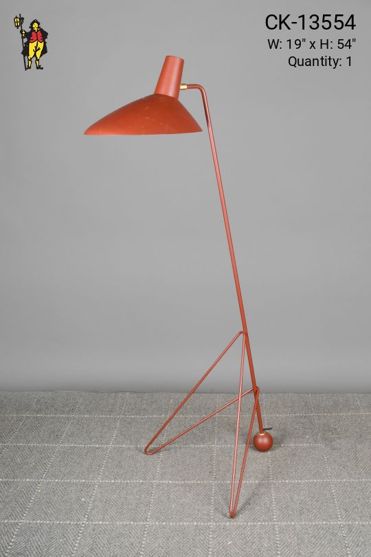Red Metal Shaded Reading Floor Lamp
