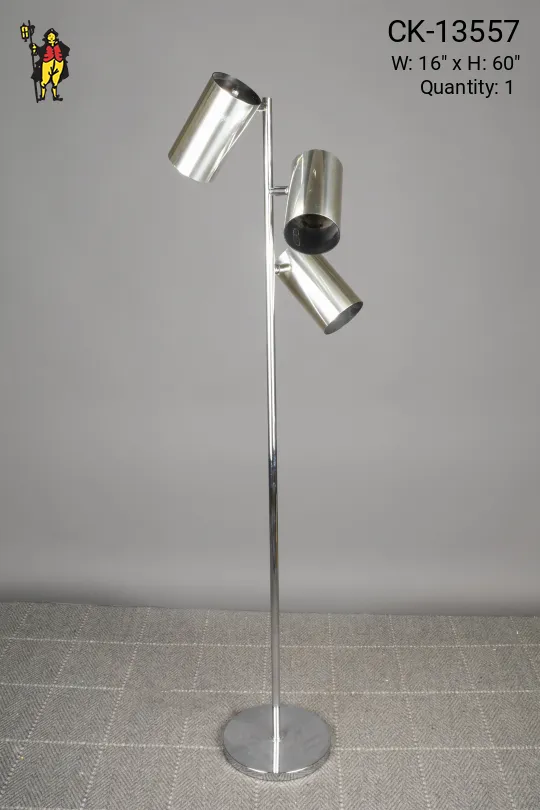 Polished Chrome Three Light Directional Floor Lamp