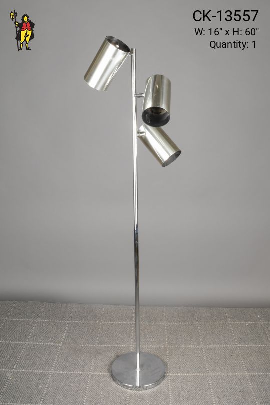 Polished Chrome Three Light Directional Floor Lamp