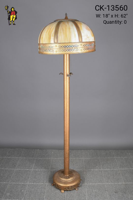 Slag Glass Shaded Floor Lamp