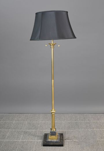 Brass Floor Lamp w/Black Marble Base