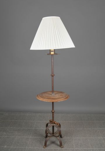 Metal Footed Pole Floor Lamp w/Wooden Table