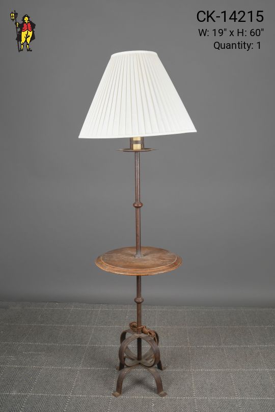 Metal Footed Pole Floor Lamp w/Wooden Table