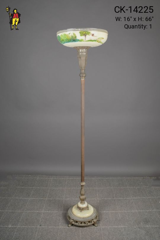 Antique Brass & Marble Torchiere