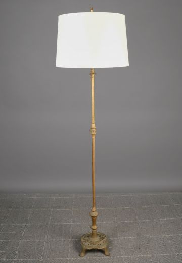 Footed Brass Pole Floor Lamp