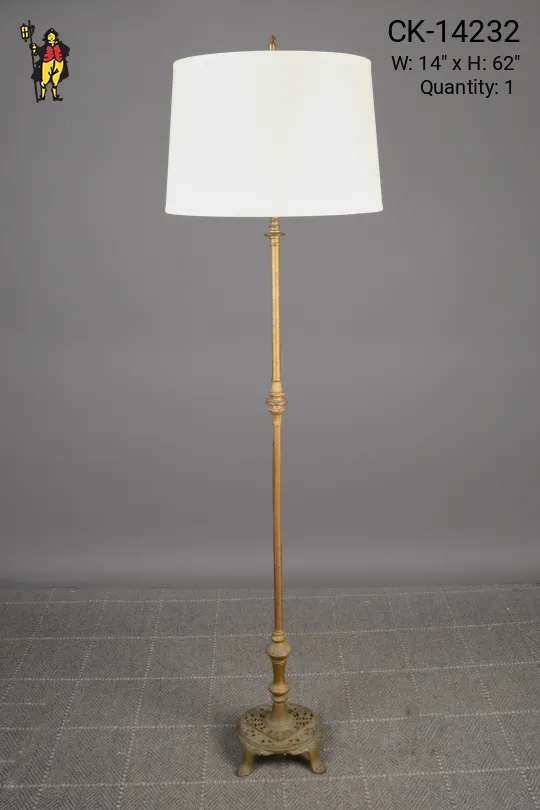 Footed Brass Pole Floor Lamp