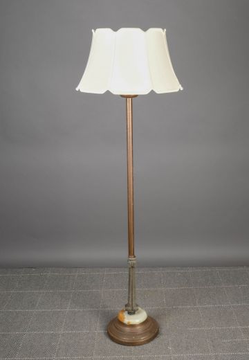 Antique Brass & Marble Pole Floor Lamp