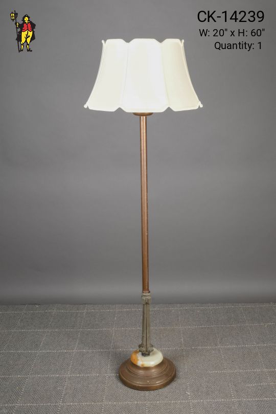 Antique Brass & Marble Pole Floor Lamp