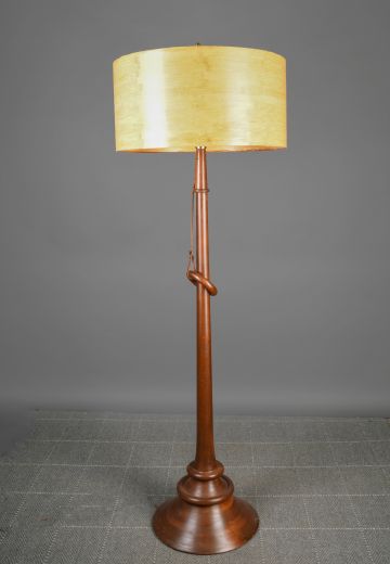 Wooden Floor Lamp w/Wooden Drum Shade