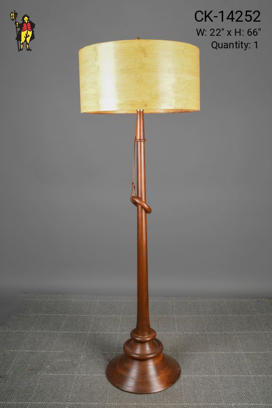 Wooden Floor Lamp w/Wooden Drum Shade