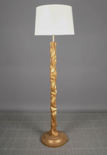 Textured Brass Abstract Floor Lamp